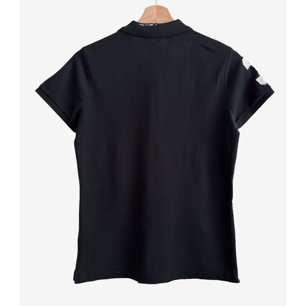Ralph Lauren Blue Label Big Pony Logo Polo Shirt Black Womens Medium - Picture 4 of 4